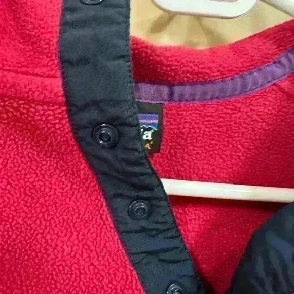 Vintage Patagonia Red Quarter Snap Button Polartec Fleece Pullover Size Small - Picture 5 of 8